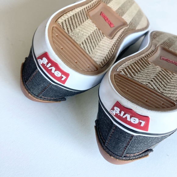 Men’s Levi’s Grey Fabric Tan Leather Rubber Outsole Low Top Sneakers size 9.5 - Picture 10 of 11